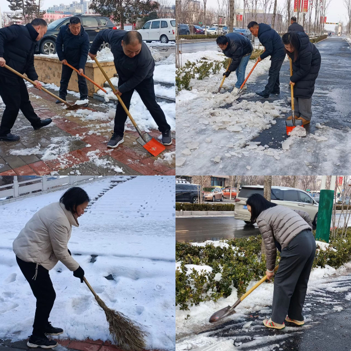 縣委老干部局黨員干部發(fā)揮先鋒模范作用，掃雪除冰護(hù)安全